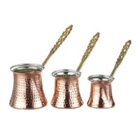 Turkish Coffee Pot Set 3 Pcs Copper