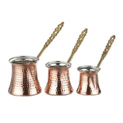 Turkish Coffee Pot Set 3 Pcs Copper