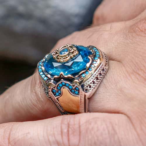 Blue Zircon Silver Ring