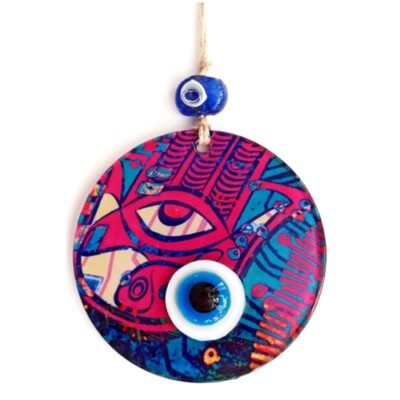 Fusion Evil Eye Blown Glass Pink Evil Eye Hand