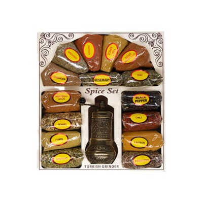 15 Different Spice Set in Wooden Box with Grinder