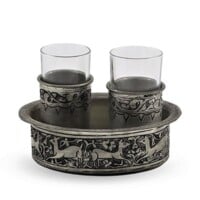 Old Double Copper Samovar with Deer Embroidery 1901