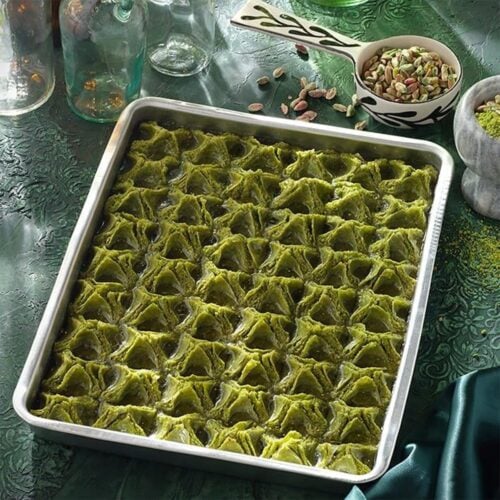 Koskeroglu pistachio pack baklava on a tray 3250 gr (114. 64oz)