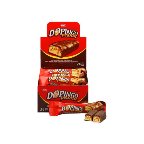 Cici Dopingo Milky Compound Chocolate Coated Caramel Bar with Peanut & Nougat 20 gr (0.70oz)