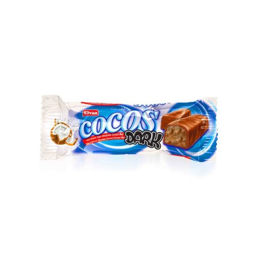 Elvan Cocos Dark Milky Compound Chocolate Covered Coconut Bar in Box 16 gr (0.56oz) - 24 Pieces