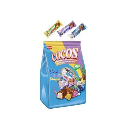 Elvan Cocos Mix Milk Chocolate Coated Pineapple and Blueberry Flavoured Coconut Bar 500 gr (17.63oz)