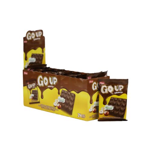 Elvan go up square milk chocolate bar with hazelnut cream filling in box 60 gr (2. 11oz) - 24 pieces