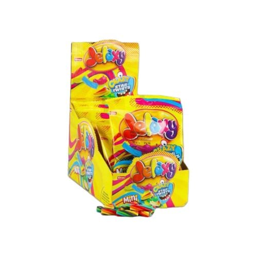 Elvan jelaxy crazy star twists mini gummy candy with fruit flavor in box 80 gr (2. 82oz) – 12 pieces