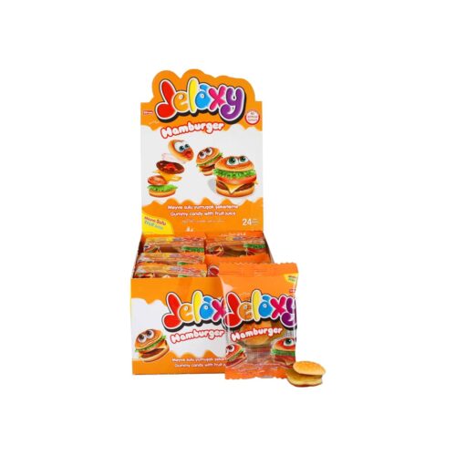 Elvan jelaxy hamburger gummy candy with fruit flavor in box 20 gr (0. 70oz) - 24 pieces