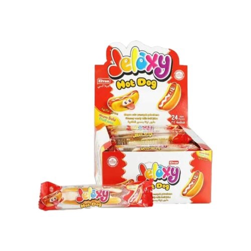 Elvan jelaxy hotdog vingummi med frugtsmag i æske 20 gr (0 oz) - 70 stk.