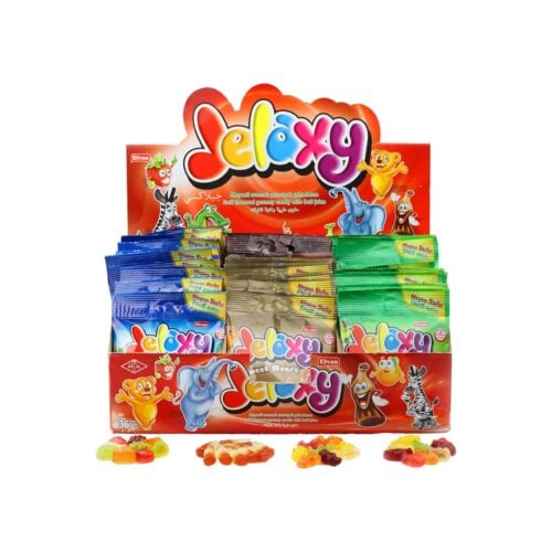 Elvan jelaxy mix gummy candy with fruit flavor in box 20 gr (0. 70oz) - 36 pieces