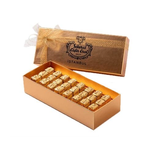 Altın istanbul kutuda el yapımı sütlü çikolatalı gofret şekerci cafer erol 750 gr (26. 45oz)