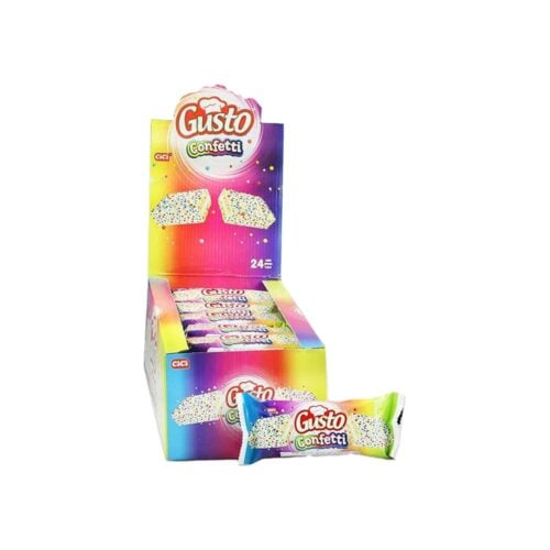 Cici Gusto Confetti White Chocolate Covered Cake with Milk Cream in Box 40 gr (1.41oz) - 24 Pieces