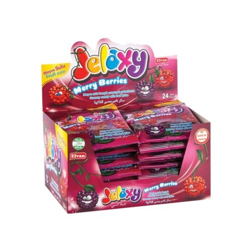 Elvan Jelaxy Merry Berries Gummy Candy with Fruit Flavor 20 gr (0.70oz) - 24 Pieces