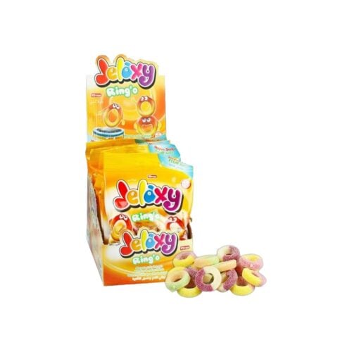 Elvan Jelaxy Ring'o Gummy Candy with Fruit Flavor in Box 80 gr (2.82oz) – 12 Pieces