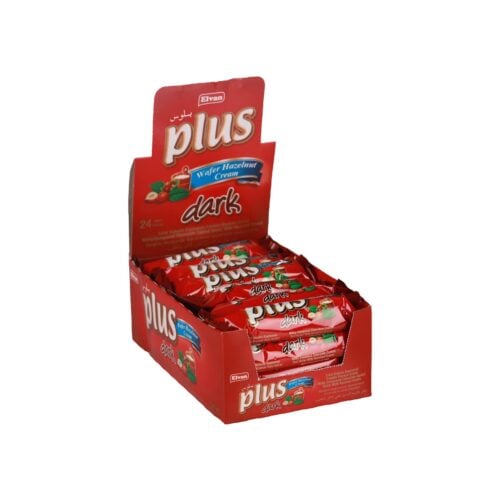Elvan Plus Dark Milky Compound Chocolate Coated Roll Wafer with Hazelnut Cream in Box 13 gr (0.45oz) – 24 Pieces