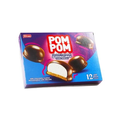 Elvan PomPom Milk Chocolate Coated Marshmallow with Biscuits 155 gr (5.46oz)