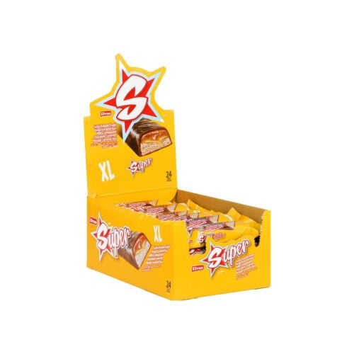 Elvan Super XL Milky Compound Chocolate Covered Nougat Caramel Bar in Box 40 gr (1.41oz) – 24 Pieces