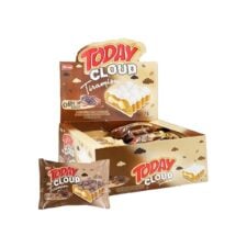 Elvan Today Chmura Tiramisu Ciasto czekoladowe z nadzieniem z mlecznego kremu w pudełku 40 gr (1.41 uncji) – 24 sztuki