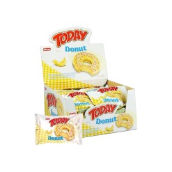 Elvan Today Donut Banana Flavored Chocolate Coated Cake with Banana Sauce in Box 35 gr (1.23oz) – 24 Pieces