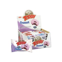 Elvan Today Donut Blueberry Flavored Chocolate Coated Cake with Blueberry Sauce in Box 35 gr (1.23oz) – 24 Pieces
