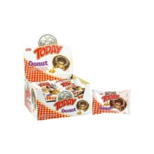 Pastel de donut de chocolate con leche bañado en salsa de caramelo Elvan Today en caja de 35 gr (1 oz) – 23 piezas