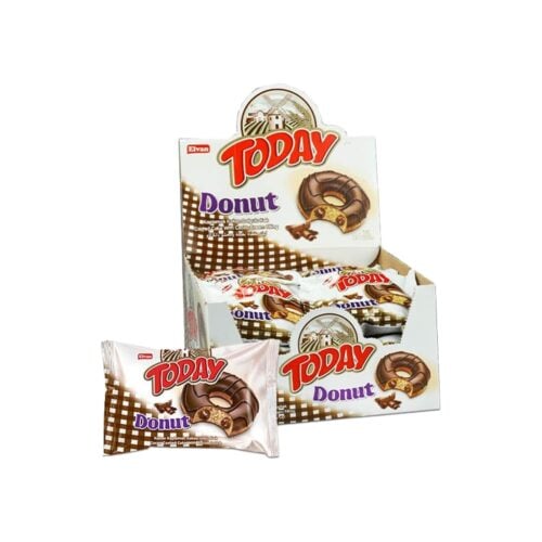 Elvan Today Donut Milk Chocolate Coated Cake with Cocoa Sauce in Box 35 gr (1.23oz) – 24 Pieces
