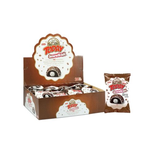 Elvan today snowball milk chocolate and coffee coated cocoa cake with milk cream in box 35 gr (1. 23oz) – 24 pieces