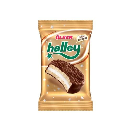 Biscuit sandwich enrobé de chocolat au lait et guimauve Ulker Halley 30 gr (1 oz)
