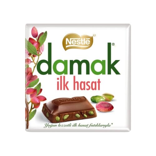 Nestle damak first harvest milk chocolate with pistachio 60 gr (2. 11oz)