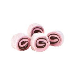 Coconut Coated Sultan Turkish Delight Roll with Strawberry Flavor and Chocolate Filling Lokum Atolyesi