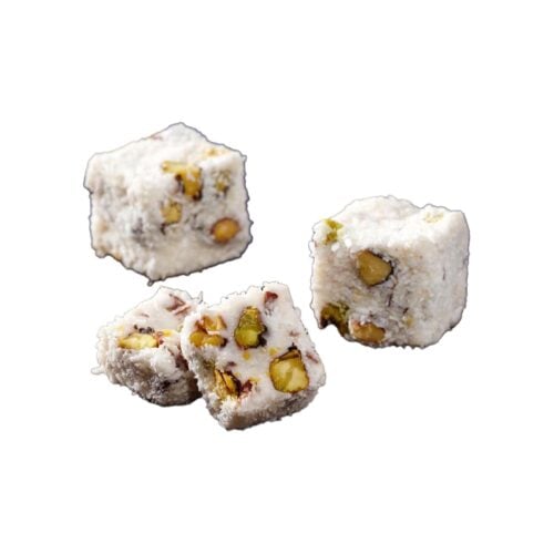 Coconut coated double sultan turkish delight with pistachio safranbolu lokumcusu
