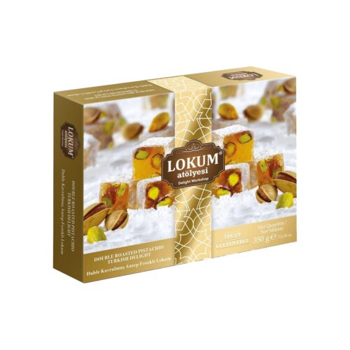 Double roasted turkish delight with pistachio lokum atolyesi 350 gr (12. 34oz)