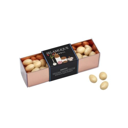 Gum Mastic Flavored Chocolate Covered Almond Dragee in Box Selamlique 250 gr (8.82oz)