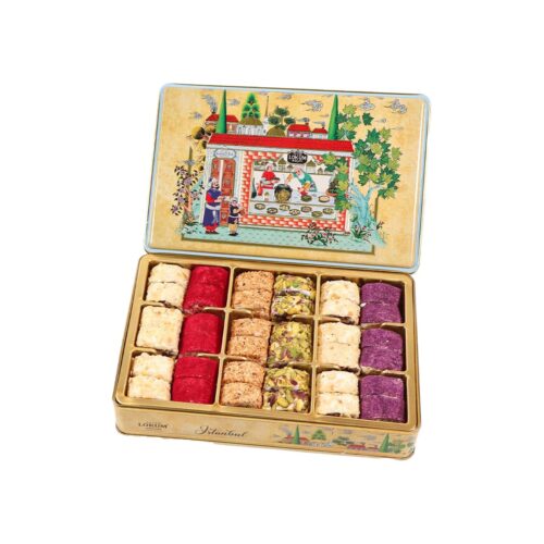 Hurrem Sultan Assorted Turkish Delight in Metal Box Lokum Atolyesi 800 gr (28.21oz)