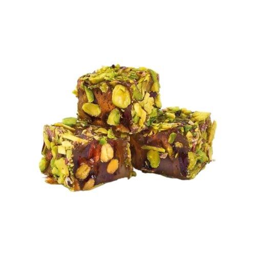 Netted pistachio coated turkish delight with honey and pistachio lokum atolyesi
