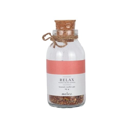 Relax tea with lavender and rooibos in glass bottle melez tea 25 gr (0. 88oz)