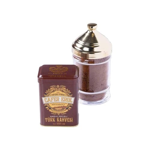 Turkish coffee with gum mastic flavor in metal box sekerci cafer erol 150 gr (5. 29oz)
