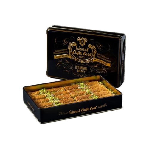 Turkish kadayif with butter and pistachio in metal box sekerci cafer erol 1000 gr (35. 28oz)