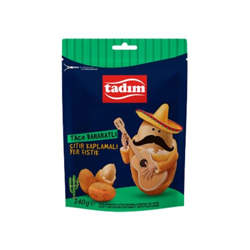 Crispy coated roasted peanuts with taco flavor tadim 140 gr (4. 93oz)