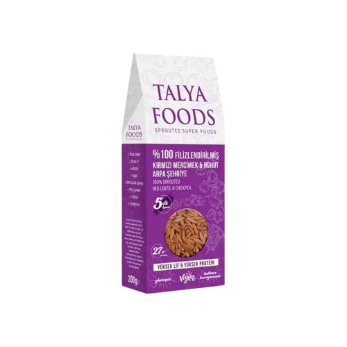 Glutenfreie Nudeln aus gekeimten roten Linsen und Kichererbsen mit Gerste, Talya Foods, 200 g (7 oz)