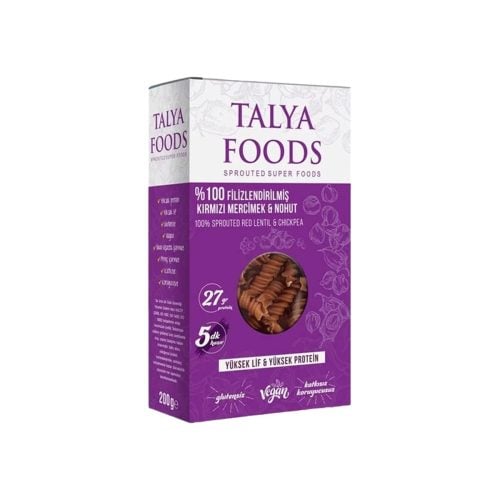 Gluten-Free Sprouted Red Lentil and Chickpea Pasta Talya Foods 200 gr (7.06oz)