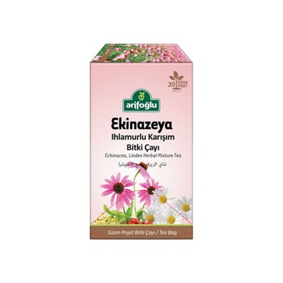 Natural Echinacea and Linden Mixed Herbal Tea Arifoglu 20 Tea Bags
