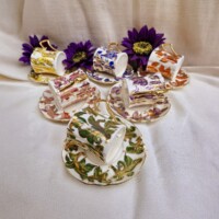 Porselen El Dekor Leaves Colorful Hand-Painted Porcelain Golden Coffee Serving Set 6 Pieces