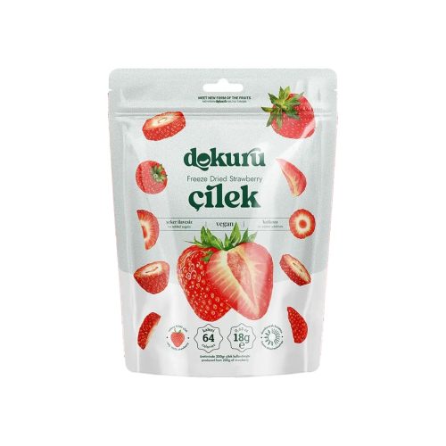 Sugar-free freeze dried strawberry chips dokuru 18 gr (0. 63oz)