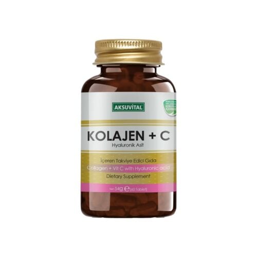 Suplemento alimentar com colágeno - vitamina C - ácido hialurônico aksu vital 54 gr (1 oz)
