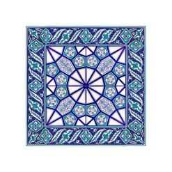 Blue and White Geometric Patterned 60x60 cm Ceramic Tile Set