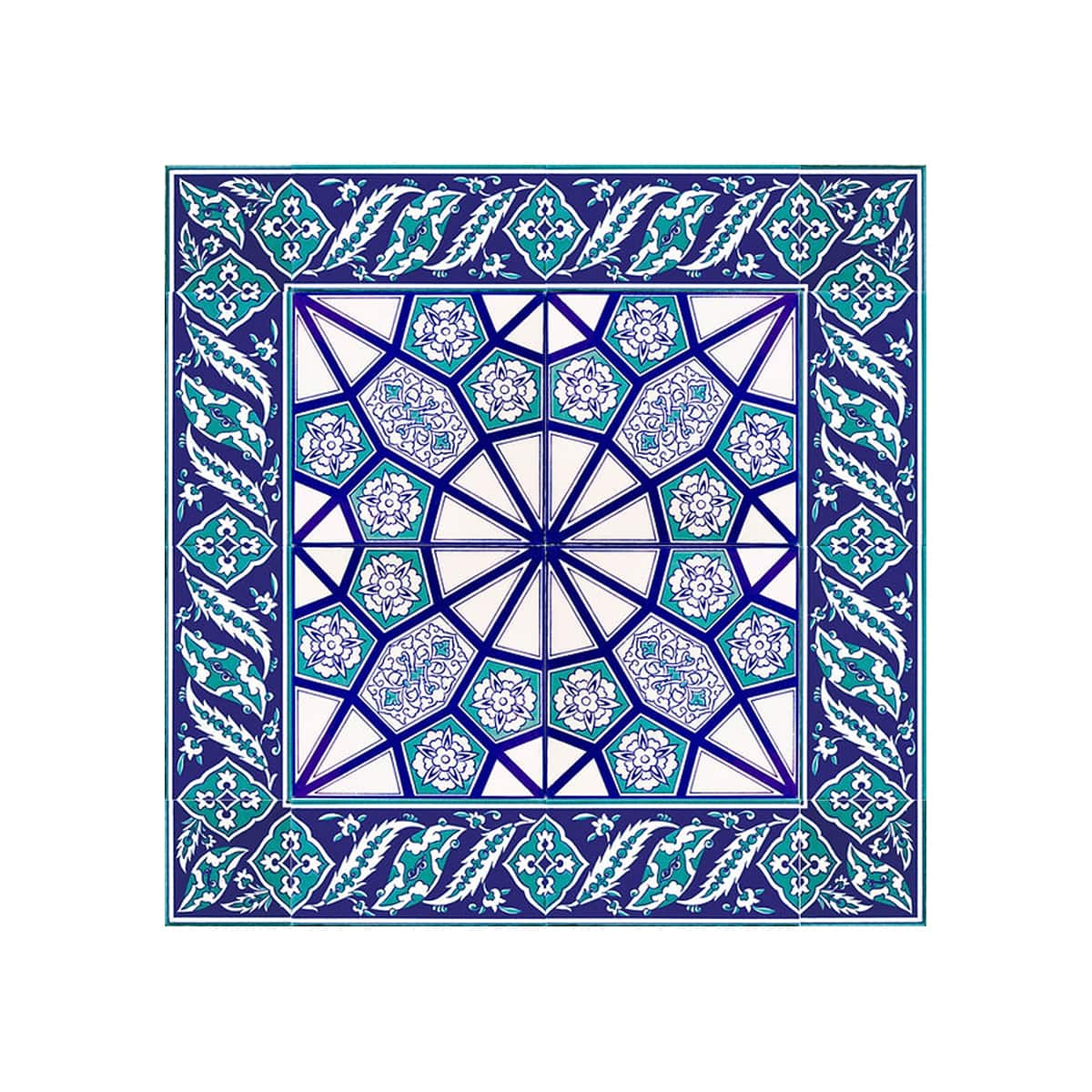 青と白の幾何学模様 60x60 cm セラミックタイルセット
