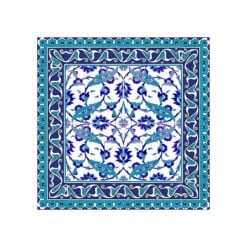 Ensemble de carreaux de céramique de style Kutahya à motifs seldjoukides bleus et blancs 60 x 60 cm