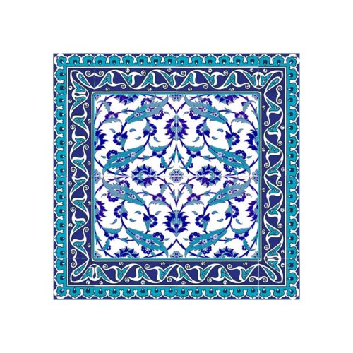 Blue and white seljuk patterned 60×60 cm kutahya style ceramic tile set
